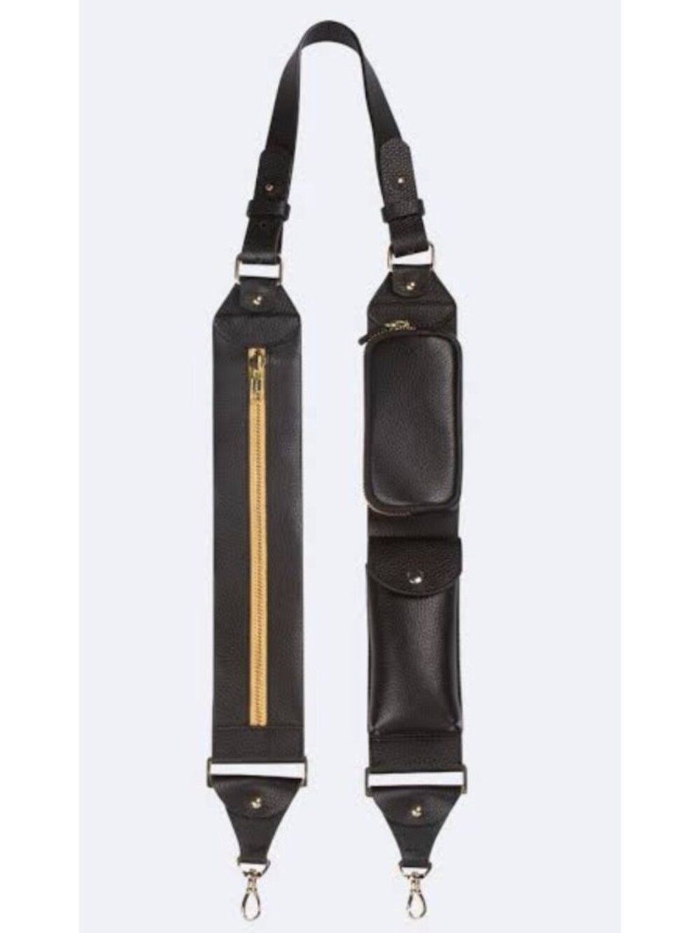 NWT Bandolier Billie Utility Crossbody Strap Black Leather Gold